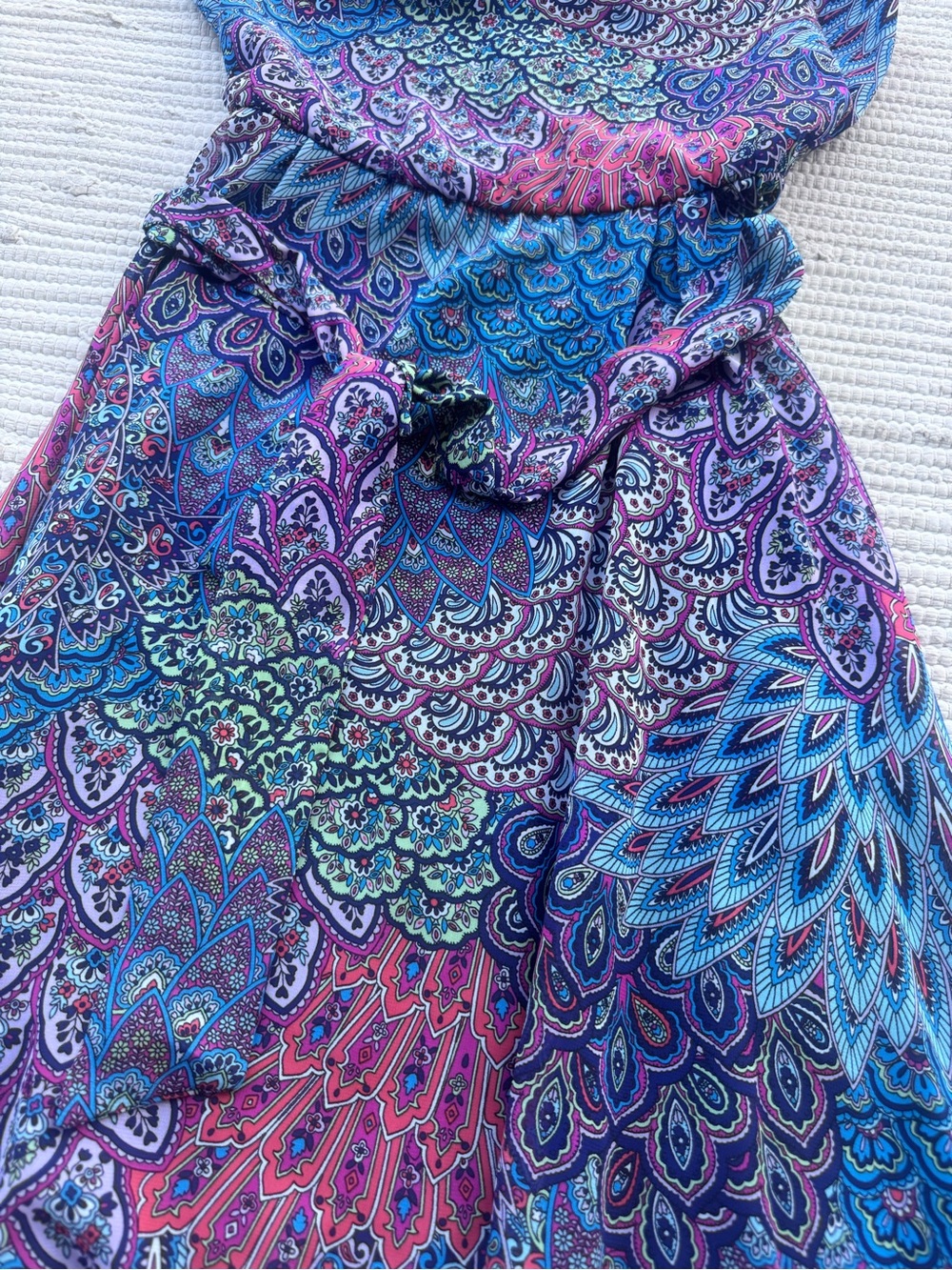 MSK Blue Purple Paisley Handkerchief Hem Midi Dress Size 10 NWT - Picture 5 of 12